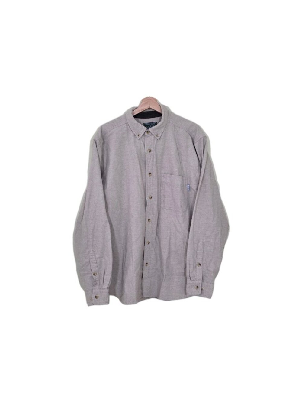 Woolrich Chamois Shirt Mens XL Beige LS Cotton Buttons 6109 Outdoor Rugged Cabin